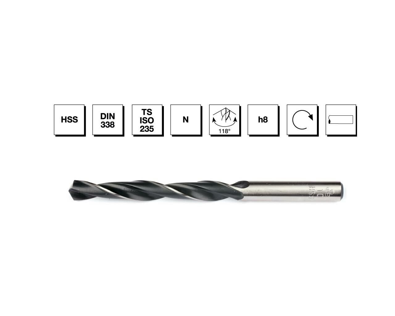 HSS DIN 338 Silindirik Saplı Kısa Matkap Ucu 8 mm - HADDELİ