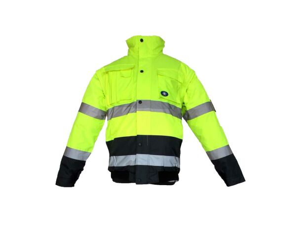 JUNIOR JN1021/2 Waterproof Fosforlu Kolu Çıkmalı Polarlı Pilot Mont Sarı Lacivert XL beden