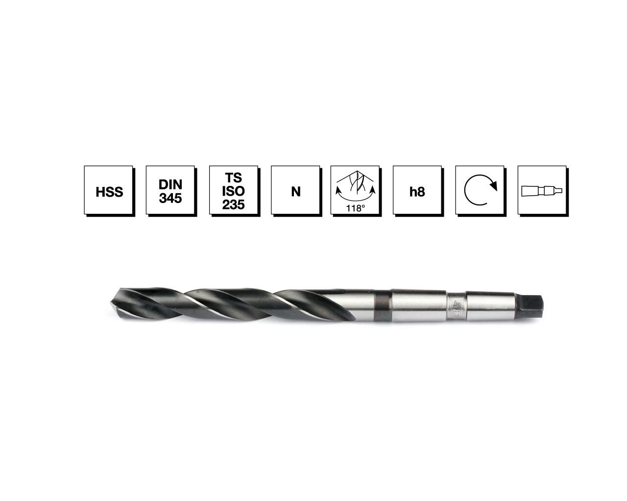 HSS DIN 345 Mors Konik Saplı Matkap Ucu 17.5 mm