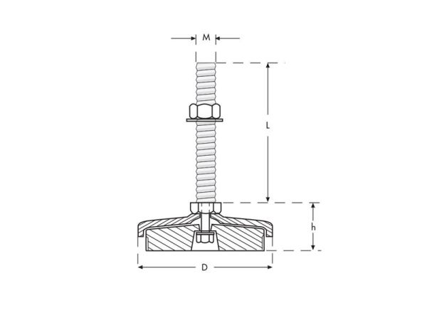 Krom Tezgah Tamponu M12x50 Çap40