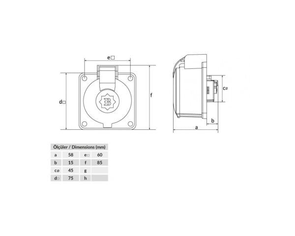 BP1-1402-2410 Monofaze Makine Priz 1X16A