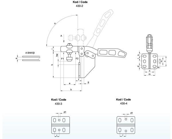 430-3 Yatay Pozisyon Yan Tabanlı Klamp