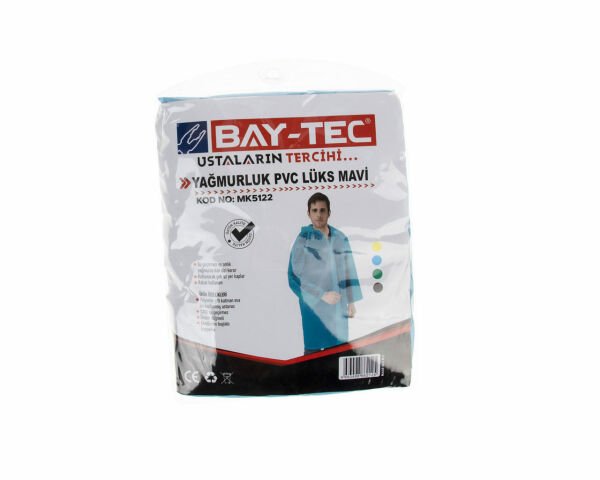 MK5122 PVC Lüks Yağmurluk Açık Mavi Cepli Sırttan Havalandırmalı 260gr