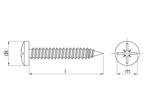 3.5x13 mm YSB Inox Saç Vidası DIN 7981