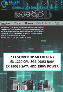 2.EL SERVER HP ML110 GEN7 E3-1220 CPU 8GB DDR3 RAM 2X 250GB SATA HDD 350W POWER