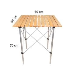 Alüminyum-Ahşap Katlanabilir Piknik, Balkon, Kamp Masası