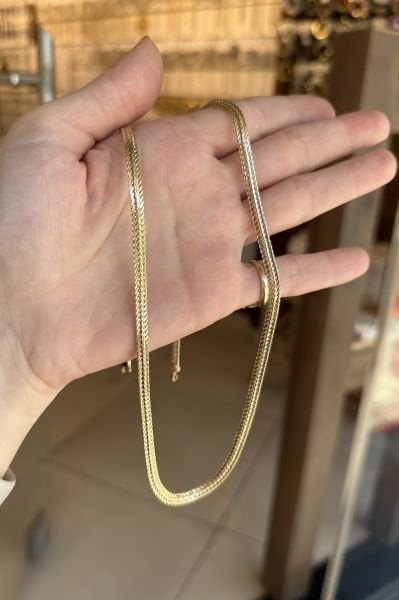 VIP Hasır Örgü Zincir Kolye 60 cm 14K