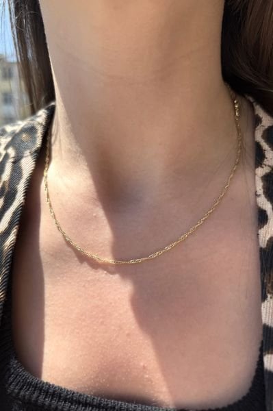 VIP Sarmal Model İnce Zincir Kolye 50 cm 14K