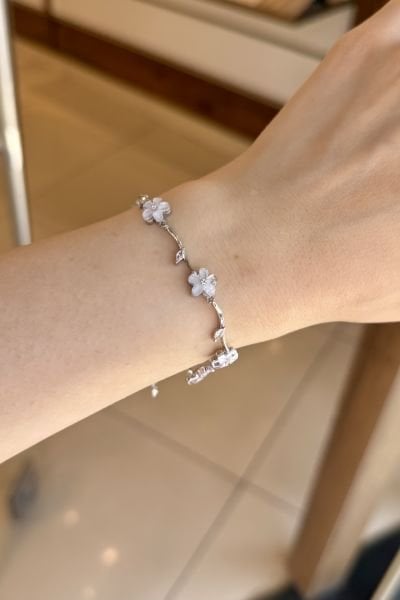Sedefli Çiçek Model Bahar Dalı Pinterest Bileklik Gümüş Renk