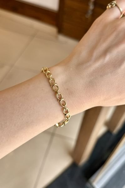 VIP Kemerli Çift Halka Zincir Bileklik 19 cm