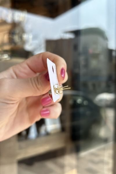 VIP Taşlı Çilek Küpe 14K
