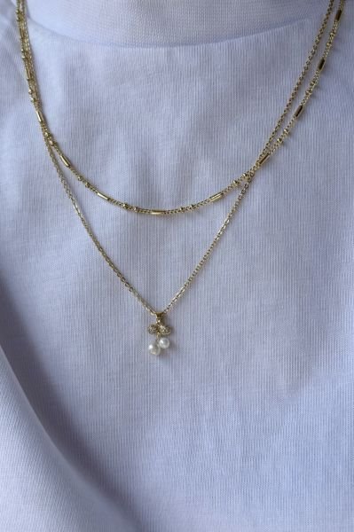 VIP İncili Kiraz Kolye 45 + 5 cm 14K