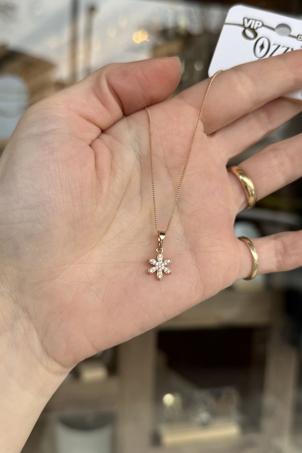 VIP Seri Gömme Taşlı Kar Tanesi Kolye 45 cm 22K
