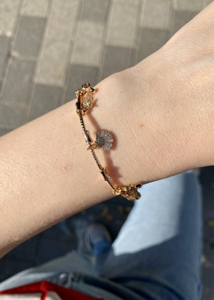 Zirkon Taşlı Ayarlanabilir Charm Bileklik Okyanus