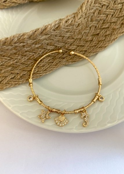 Zirkon Taşlı Ayarlanabilir Charm Bileklik Okyanus