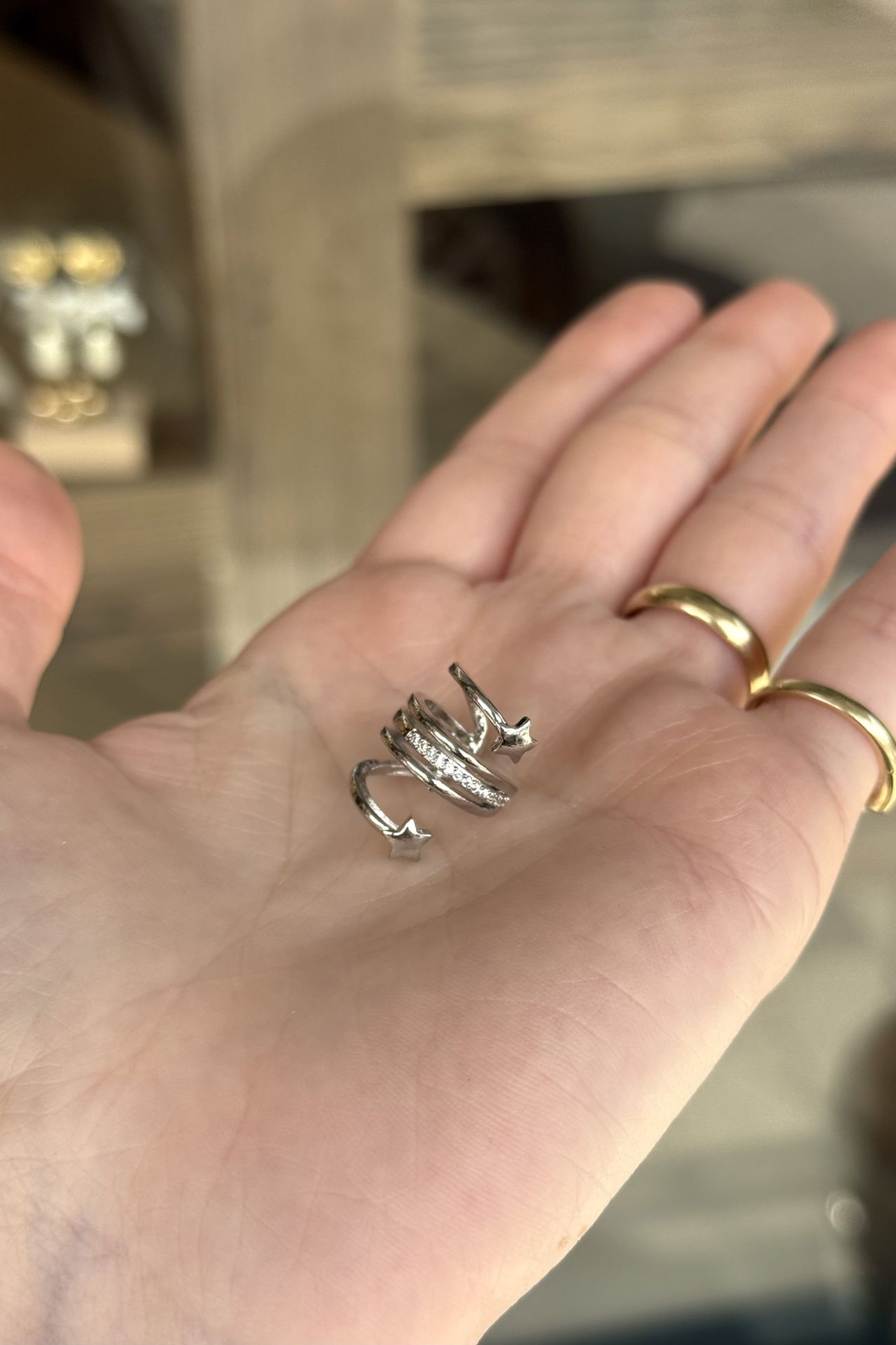 Kayan Yıldız Earcuff Kıkırdak Küpe Gümüş