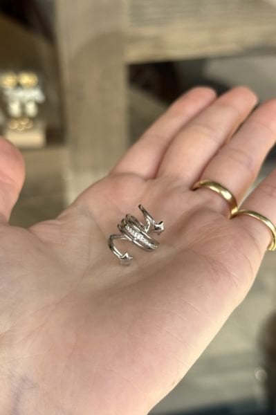 Kayan Yıldız Earcuff Kıkırdak Küpe Gümüş