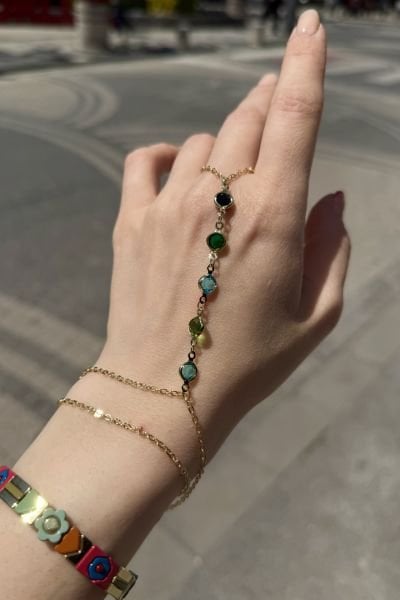 Yuvarlak Renkli Taşlı Çelik Şahmeran