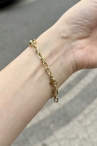VIP Ezmeli Oval Halka Zincir Model Bileklik 20 cm 14K