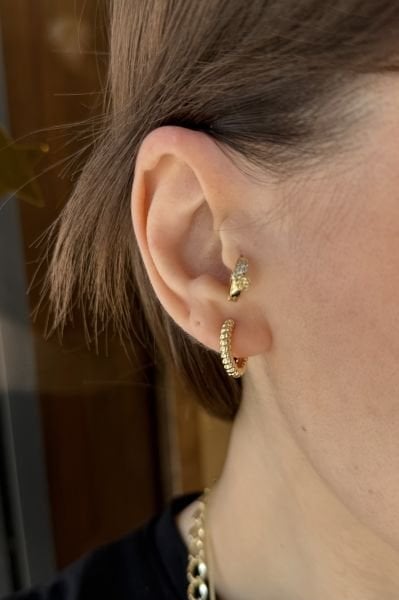 VIP Burgulu Halka Küpe 14K