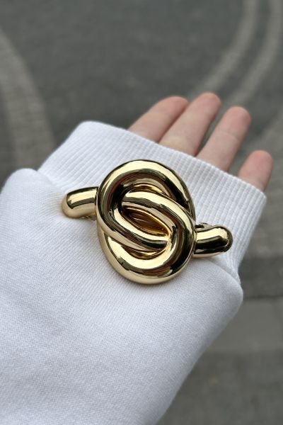 Metal Kıvrımlı Düğüm Otomatik Toka Gold