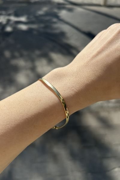 VIP Yassı İtalyan Zincir Bileklik 14K 19 cm