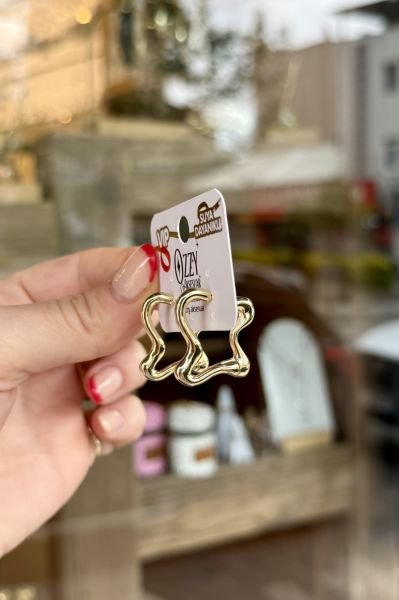 VIP Asimetrik Modelli Halka Küpe 14K
