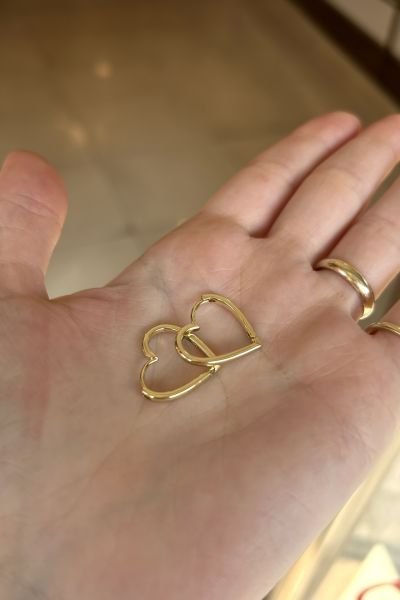 VIP 3 Boyutlu Kalp Halka Küpe 14K
