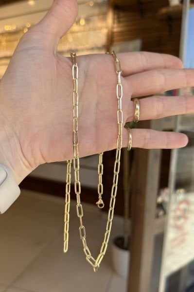 VIP Küçük Halkalı Ataç Zincir Kolye 70 cm 14K
