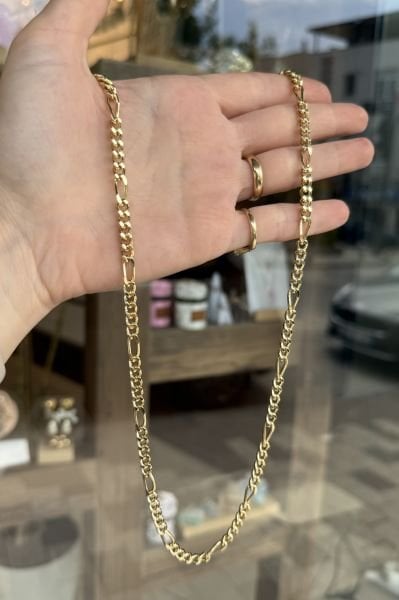 VIP 5' e 1 Figaro Zincir Kolye 60 cm 14K