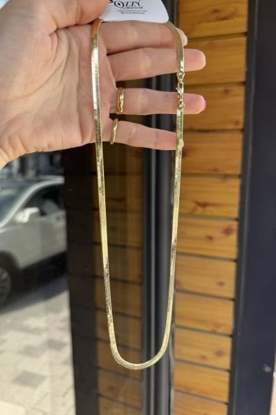 VIP Yassı İtalyan Zincir Kolye 60 cm 14K