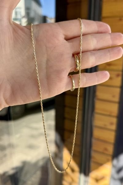 VIP İnce Burgu Zincir Kolye 45 cm 14K