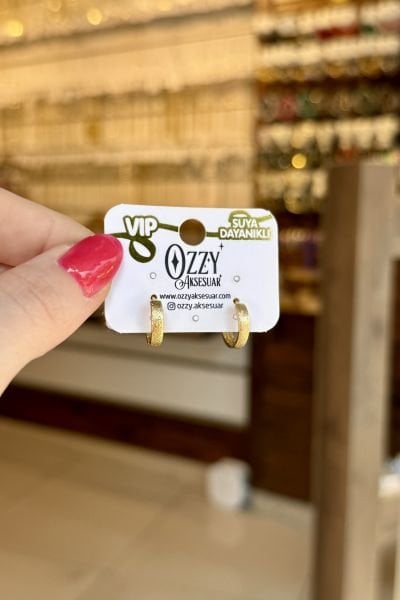 VIP Önü Kumlama Halka Küpe 14K