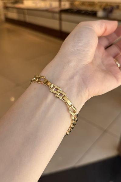 VIP Ortası Gömme Taş İşlemeli Zincir Bileklik 17 + 3 cm