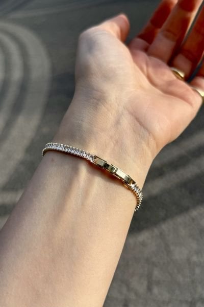 VIP Baget Taşlı Su Yolu Bileklik 17 + 2 cm 14K