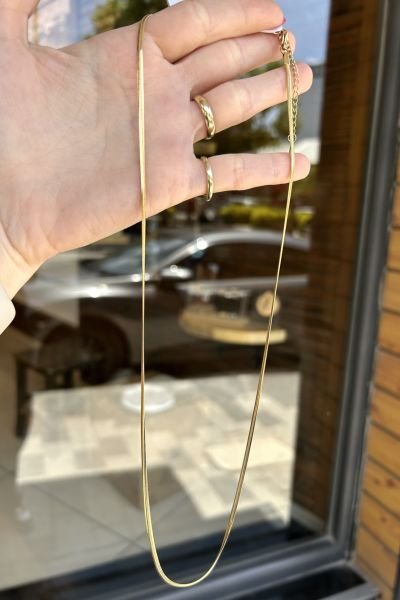Uzun İtalyan Zincir İnce Çelik Kolye 65 cm