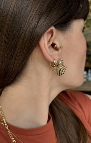 VIP Güneş Model Halka Küpe 14K
