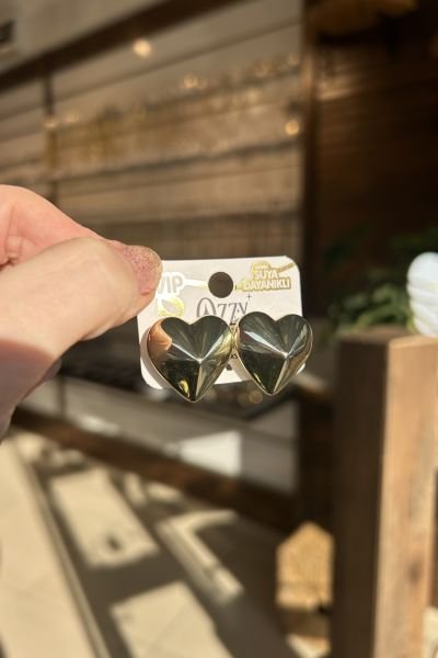 VIP Tombul Kalp Küpe 14K