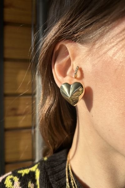 VIP Tombul Kalp Küpe 14K
