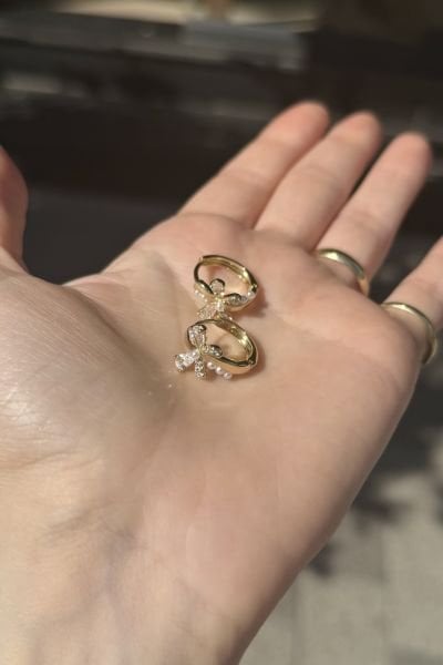 VIP İncili Fiyonk Halka Küpe 14K