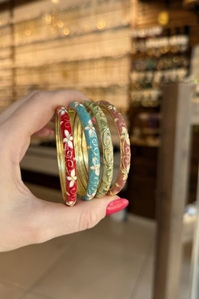 Mineli Çiçekli Vintage Yaylı Bileklik