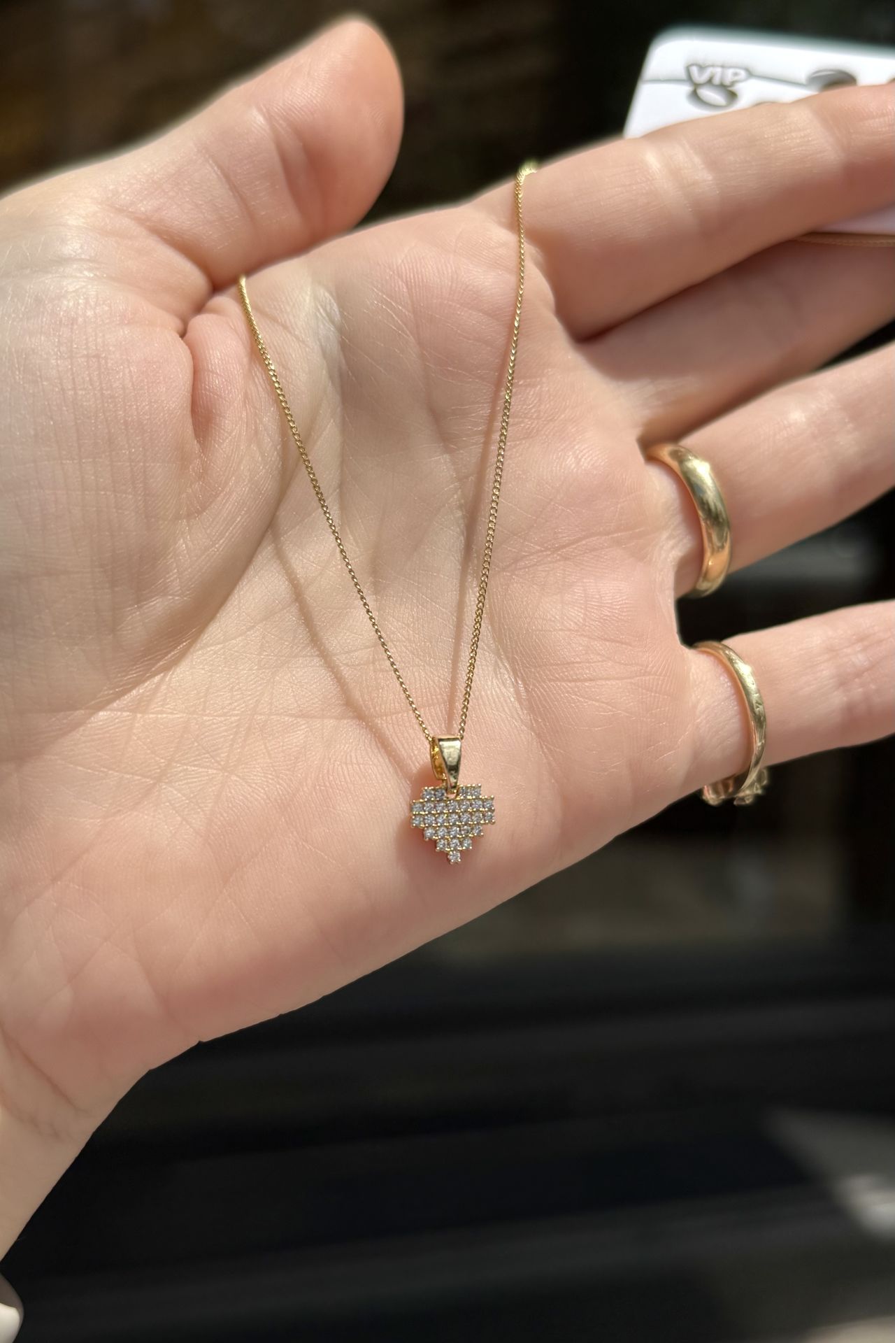 VIP Piksel Talı Kalp Kolye 45 cm 14K