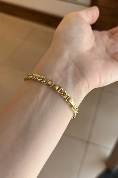 VIP Gömme Taşlı Ortası Yassı Zincir Model Bileklik 16 + 3 cm