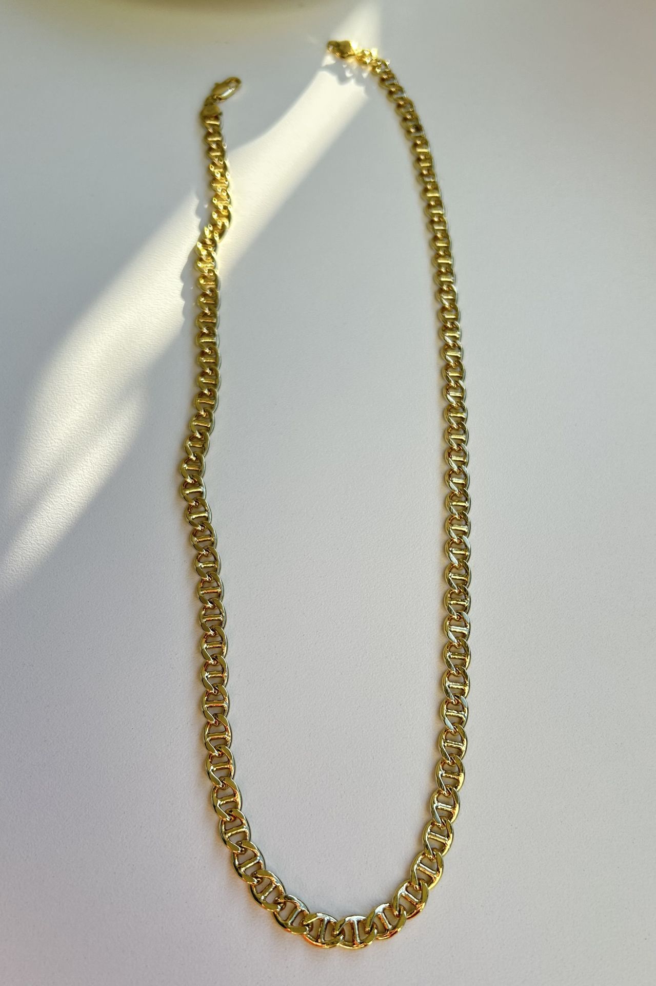 VIP Ortası Şeritli Zincir Kolye 60 cm 14K