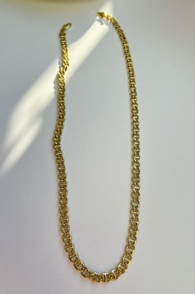 VIP Ortası Şeritli Zincir Kolye 60 cm 14K