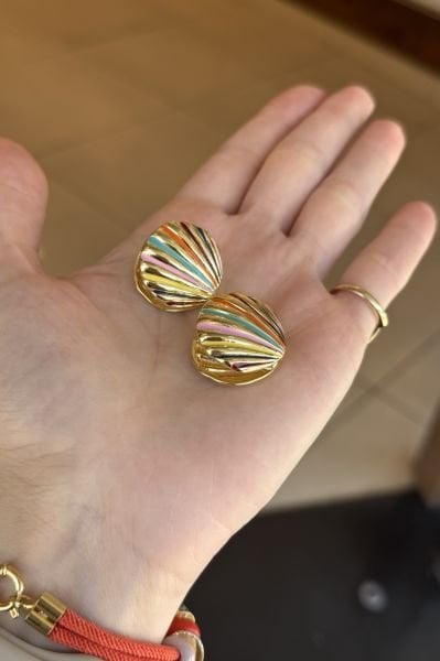 Çok Renkli Mineli İstiridye Küpe