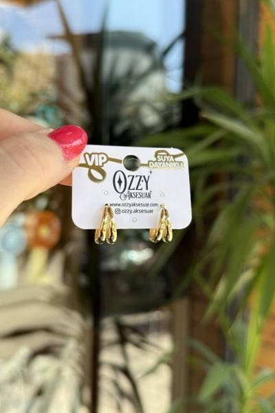 VIP Çift Şeritli Halka Küpe 14K