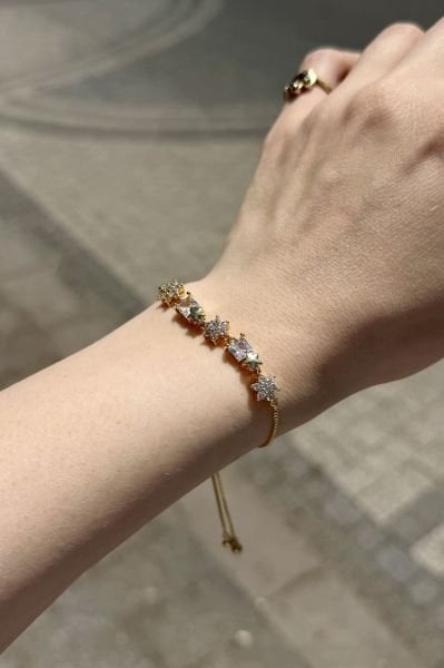 Gömme Zirkon Taşlı Çiçek Model Asansör Bileklik