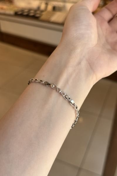 VIP 3 Yuvarlak Taşlı Damla Zincir Bileklik 17 + 2 cm Gümüş Renk