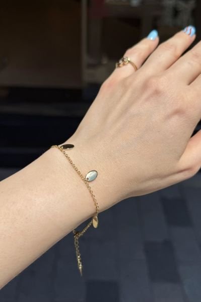 VIP Sıra Oval Pullu Zincir Bileklik 14K 18 + 3 cm